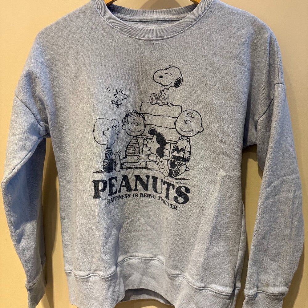 Abercrombie Kids Light Blue Peanuts Sweatshirt | Size 13-14